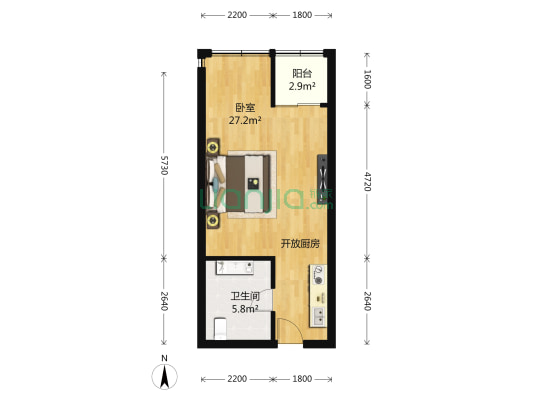 鸿音广场 1室0厅1卫 44平方
