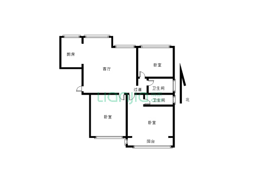 房子是三室两厅 简单装修 看房方便-户型图