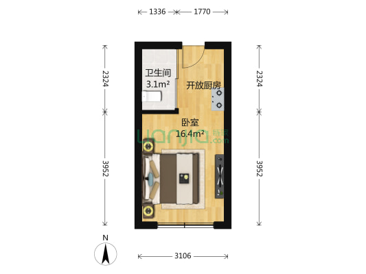 洪武公馆 1室0厅1卫 38平方