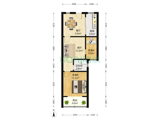 城科大楼 2室2厅1卫 78平方