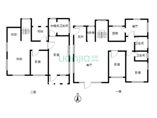柏林顿水郡 独栋别墅 毛坯 大院子 边户-户型图