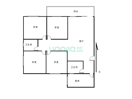 长寿光宇林庄锦园，此房是大户型，四房两卫-户型图