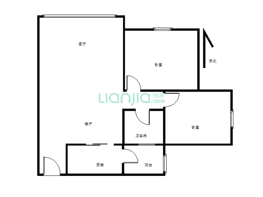 拉菲 精装套二 客厅宽敞明亮 拎包入住 中间楼层-户型图