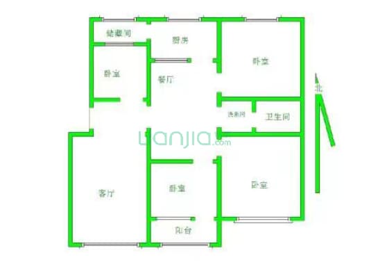 224号院人行宿舍 4室2厅 南 北-户型图