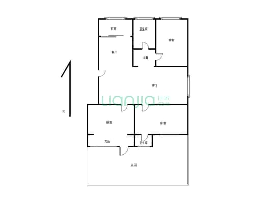 瑞翔小区 电梯洋房一楼带花园 精装修3室有证可按揭-户型图