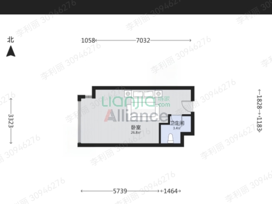 万科城际之光 1室1厅 东-户型图