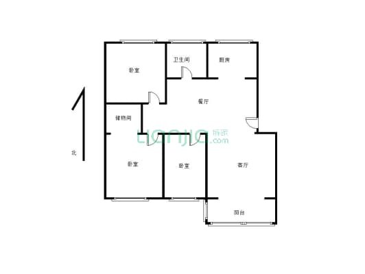 该房屋格局方正实用，大两居的设计，空间感很好-户型图