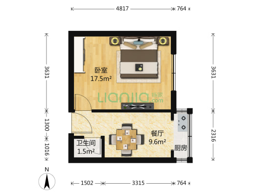昆明街 1室1厅1卫 38平方
