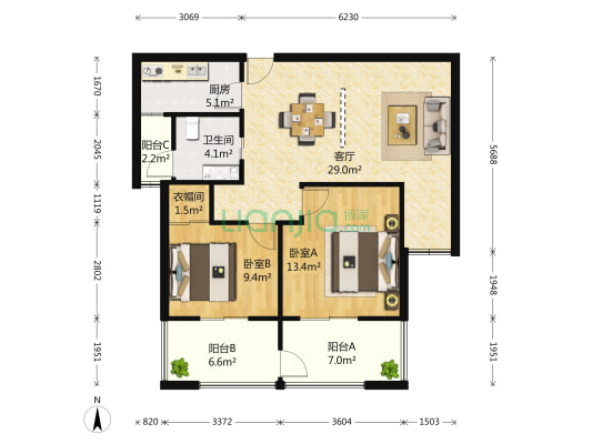 紫玉名府 2室1厅1卫 79平方