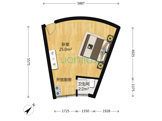 银麓公寓 1室0厅1卫 34平方