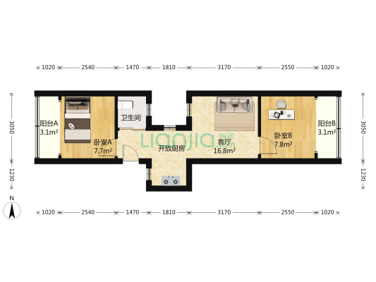 洪庆坊 2室1厅1卫 69平方