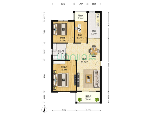 壹城逸境 3室1厅1卫 115平方