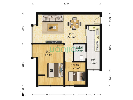 沿江花园 2室1厅1卫 80平方