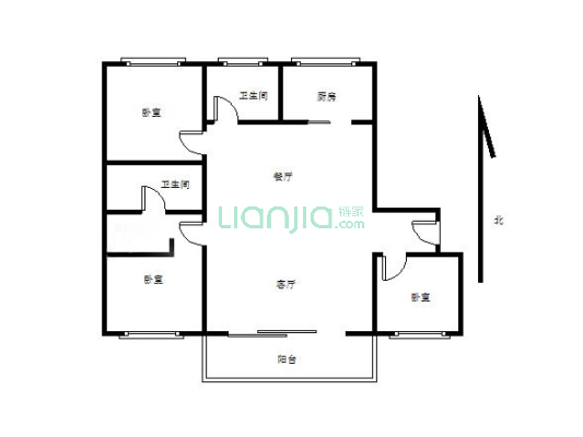 南北通透格局 大三室  小区环境好-户型图