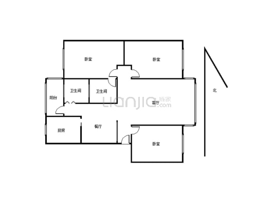 家和街88号3室2卫116.71平城南食品批发市场内宜居-户型图