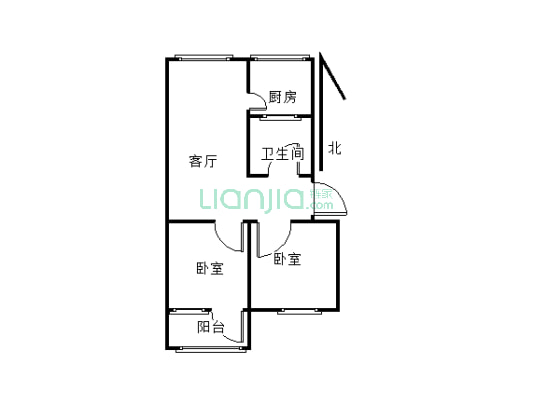 兴州厂家属院，两室一厅，70平方，有证-户型图