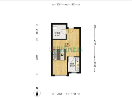 通燃气 西向大一居 精装修 高楼层 采光好 满二-户型图