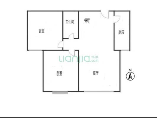 中船涿州府 2室2厅 南 北-户型图