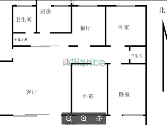 金税小区三居双卫大三居南北通透-户型图