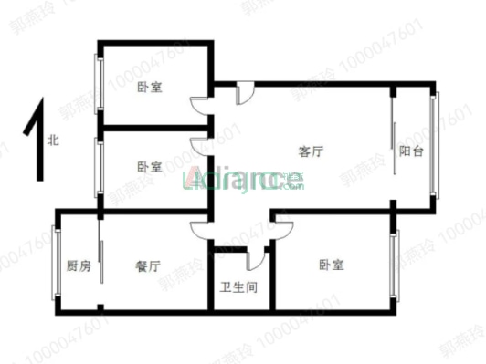 近宜佳旺广场 东西通透 交通便利的三居室-户型图