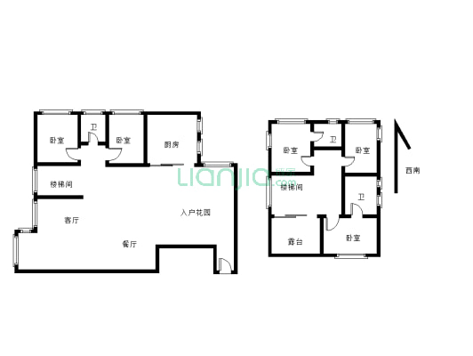 紫藤苑 5室2厅 东南-户型图