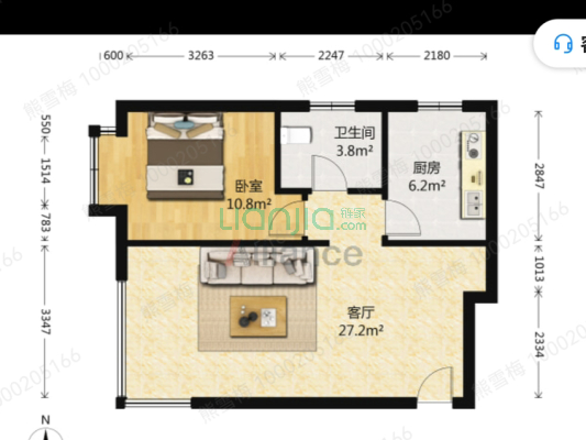 鸿坤理想湾北区 1室1厅 东北-户型图
