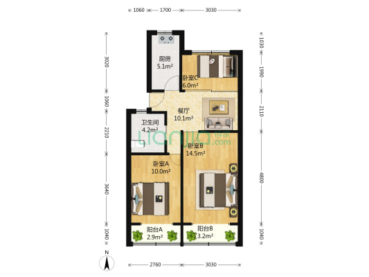 宜君路49号 3室1厅1卫 74平方