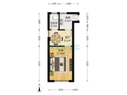 世界路65弄 1室1厅1卫 36平方