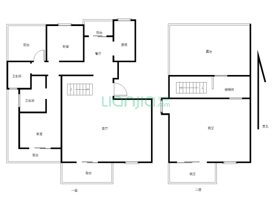 大兴新区 属于中间位置房子无改动上下两层-户型图