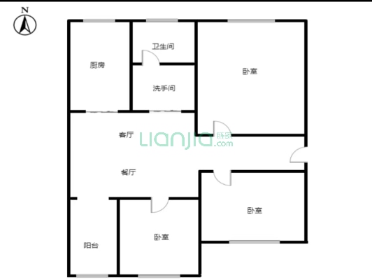 学园小区 3室2厅 南 北-户型图