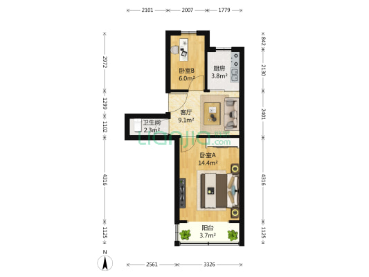 后标营 2室1厅1卫 54平方