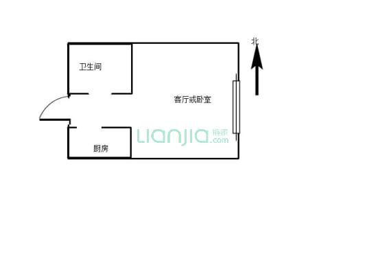 房子是小户型公寓，现在出租中，一室一厅，能做饭洗澡-户型图