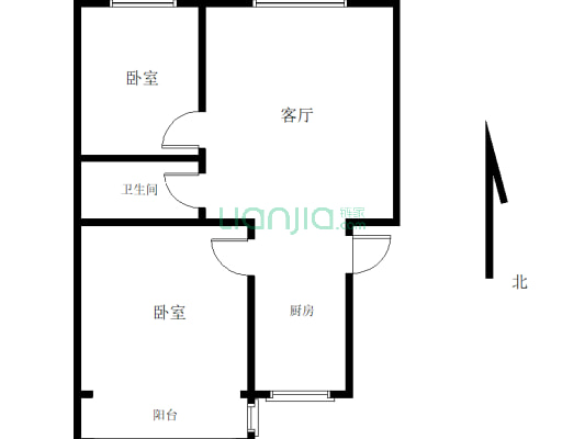 上上城78.5平米两室两厅一厨一卫有电梯价格便宜可分期-户型图
