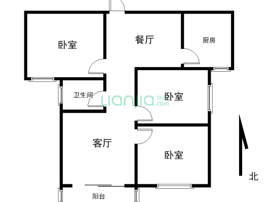 平宝港湾电梯房小三室证暖齐全可贷款-户型图