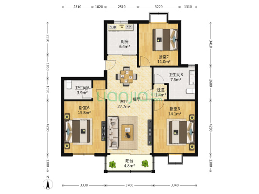 姑香新苑 3室2厅2卫 0平方