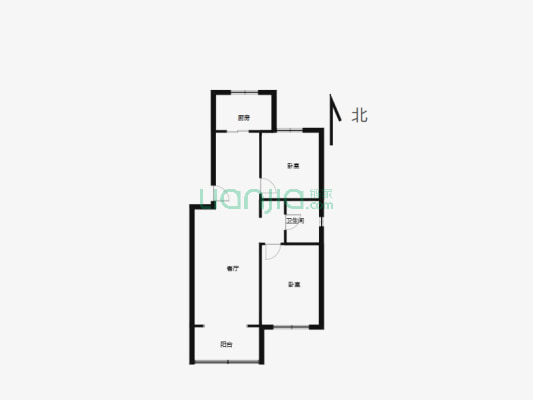 碱泉街一楼带花园房子86平米南北通透标准两室随时看房-户型图