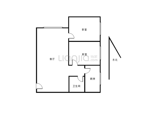 富源新村满五唯一两室房，户型方正采光好-户型图