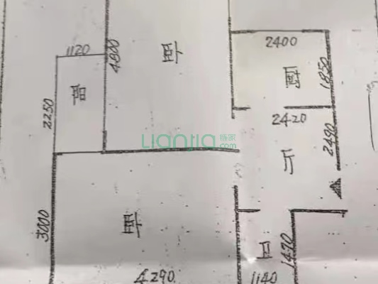 矿山局家属楼南院 2室1厅 南 北-户型图