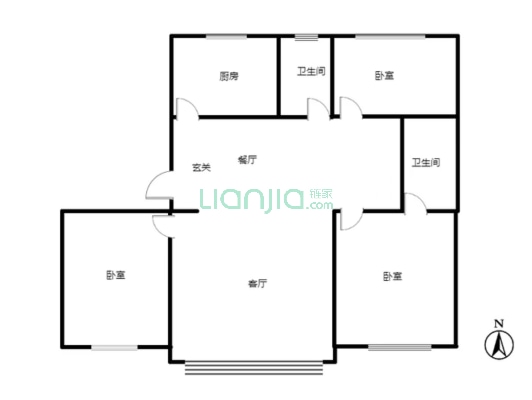 华泰豪庭 南北通透大三居 带装修 低楼层-户型图