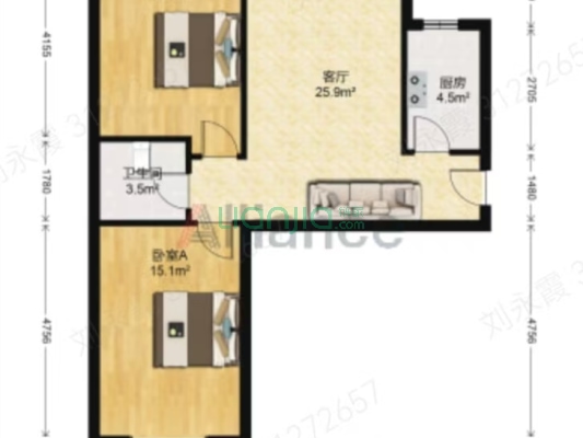 业主诚心出售，南北通透户型，集中供暖，交通方便-户型图