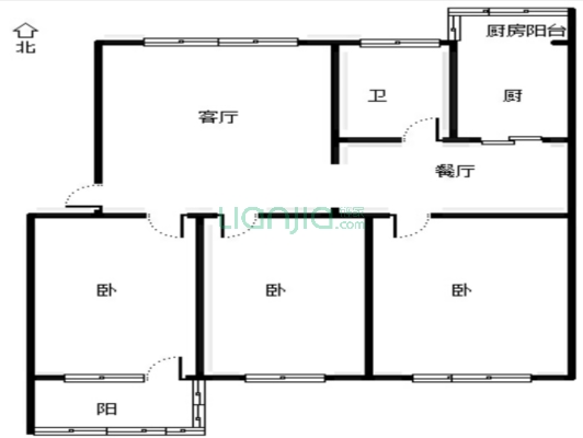 鼓楼大街生活方便，南北通透户型，业主诚意出售-户型图