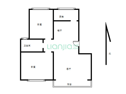 毛坯两居室，可以按需求装修，风格自己选-户型图