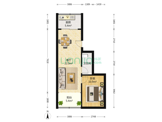 金盛家园 1室1厅1卫 44平方