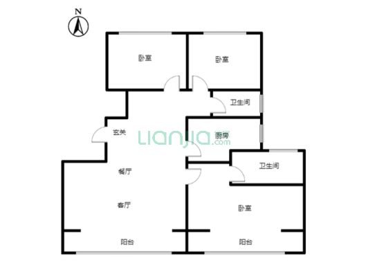 中国铁建樾府国际 3室2厅 南 北-户型图