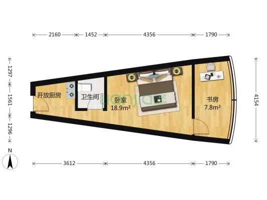 建邦大厦 2室0厅1卫 45平方