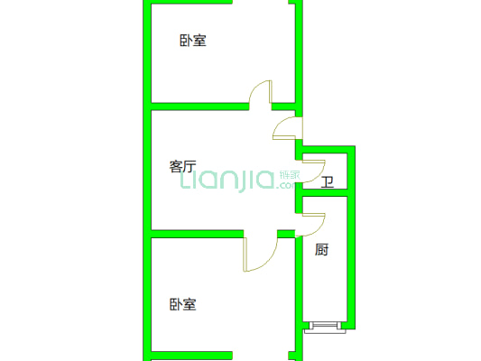 幸福小区(涿州) 2室1厅 南 北-户型图