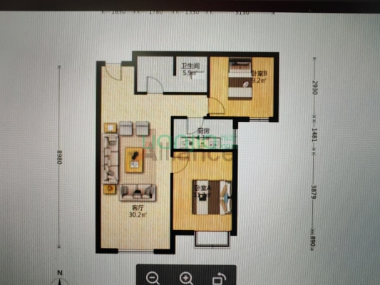 三利中和城二期B区 2室1厅 南-户型图