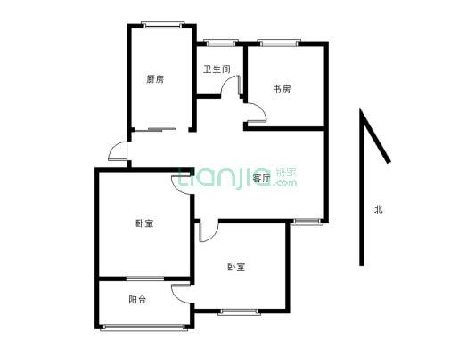 华南 华南新村3室1厅1卫 83平  精装修 拎包入住-户型图