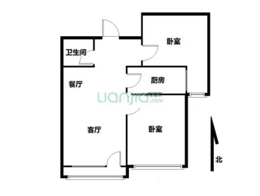 呈颐园 2室1厅 南 北-户型图