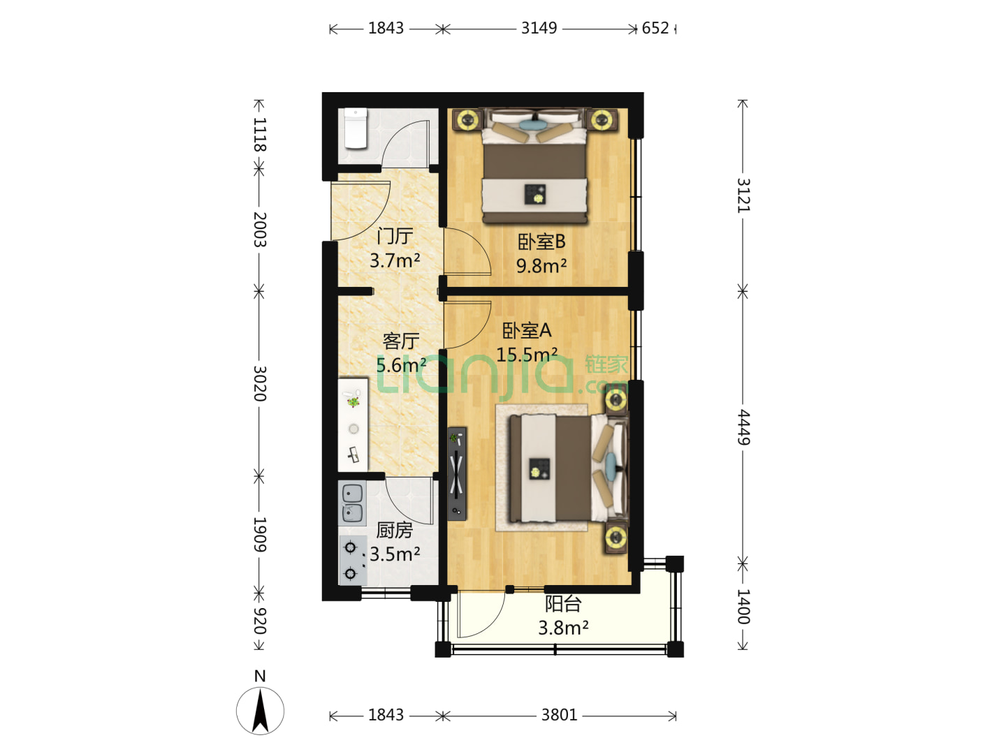 龙翔路 东南向两居 电梯中层 地铁10号线 学区房
